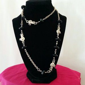 VINTAGE BLACK AND GOLD-TONE